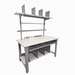 Non-ESD Deluxe Adjustable Height Packing Bench with Uprights, Gray Frame and White Laminate Top, 30"D x 72"L
